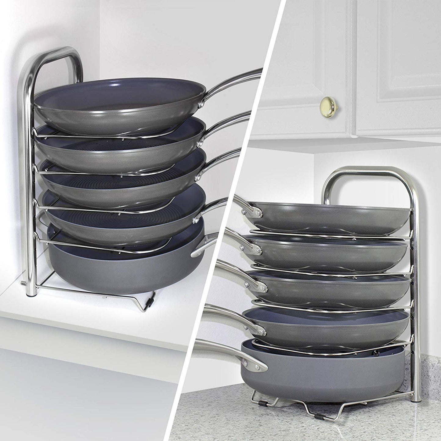 5-Tier Heavy Duty Height Adjustable Pan and Pot Organizer Rack (16.5" or 15" Tall)