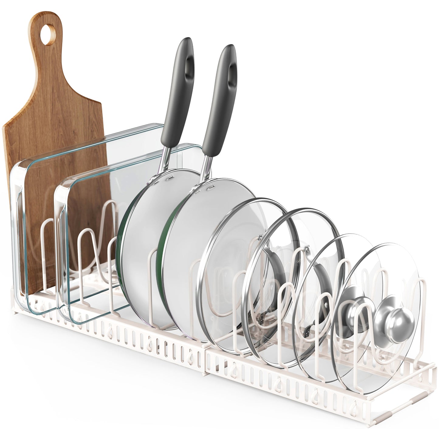 5.5"W Anti-Scratch 12+ Adjustable Compartments Pan & Pot Lid Organizer Rack