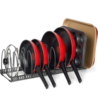 7.5"W Anti-Scratch 12+ Adjustable Compartments Expandable Pot and Pan Organizer Rack