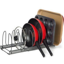 Load image into Gallery viewer, [POT RACKS] BTH 8+ Dividers &amp; 2 Racks: Expandable Pan and Bakeware Organizer (LARGE 8&quot; W, DARK GREY)
