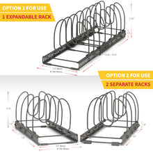 Load image into Gallery viewer, [POT RACKS] BTH 8+ Dividers &amp; 2 Racks: Expandable Pan and Bakeware Organizer (LARGE 8&quot; W, DARK GREY)
